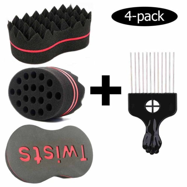 (4 Piece) Sponge Twist Curl Set with a Stainless Steel Pick